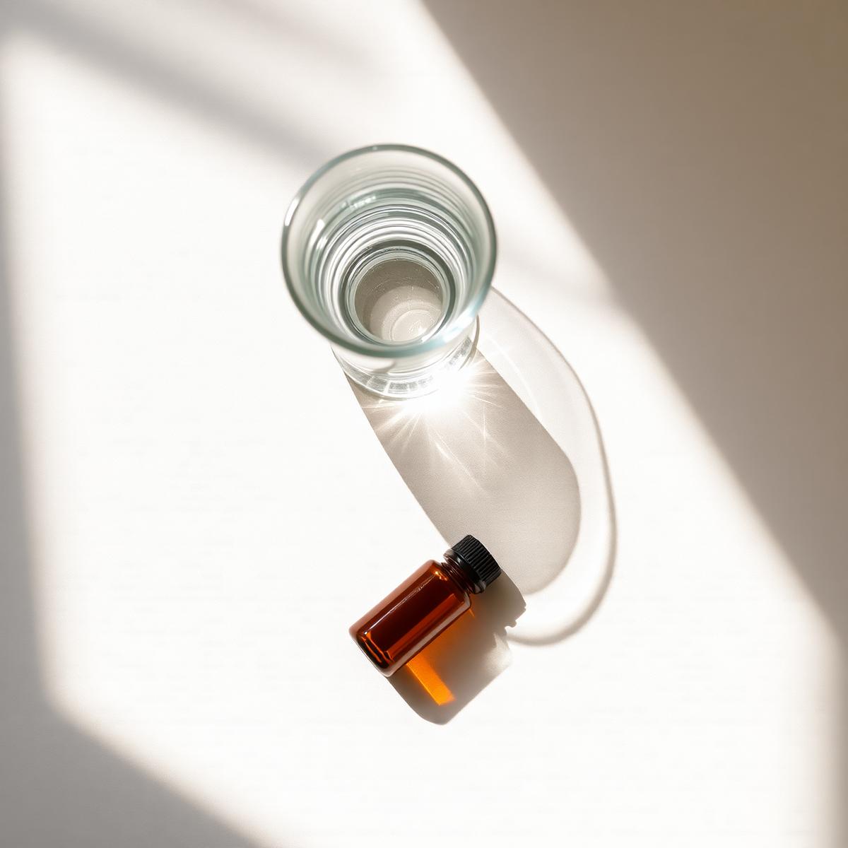 Morning ritual: a glass of water beside a Beegevity bottle